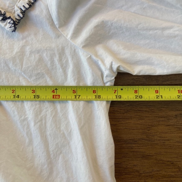 Zara Poplin White Embroidered Blouse Size Small Peter Pan Collar 100% Cotton - Picture 6 of 8